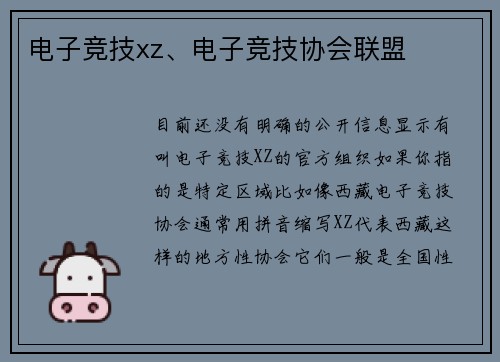 电子竞技xz、电子竞技协会联盟